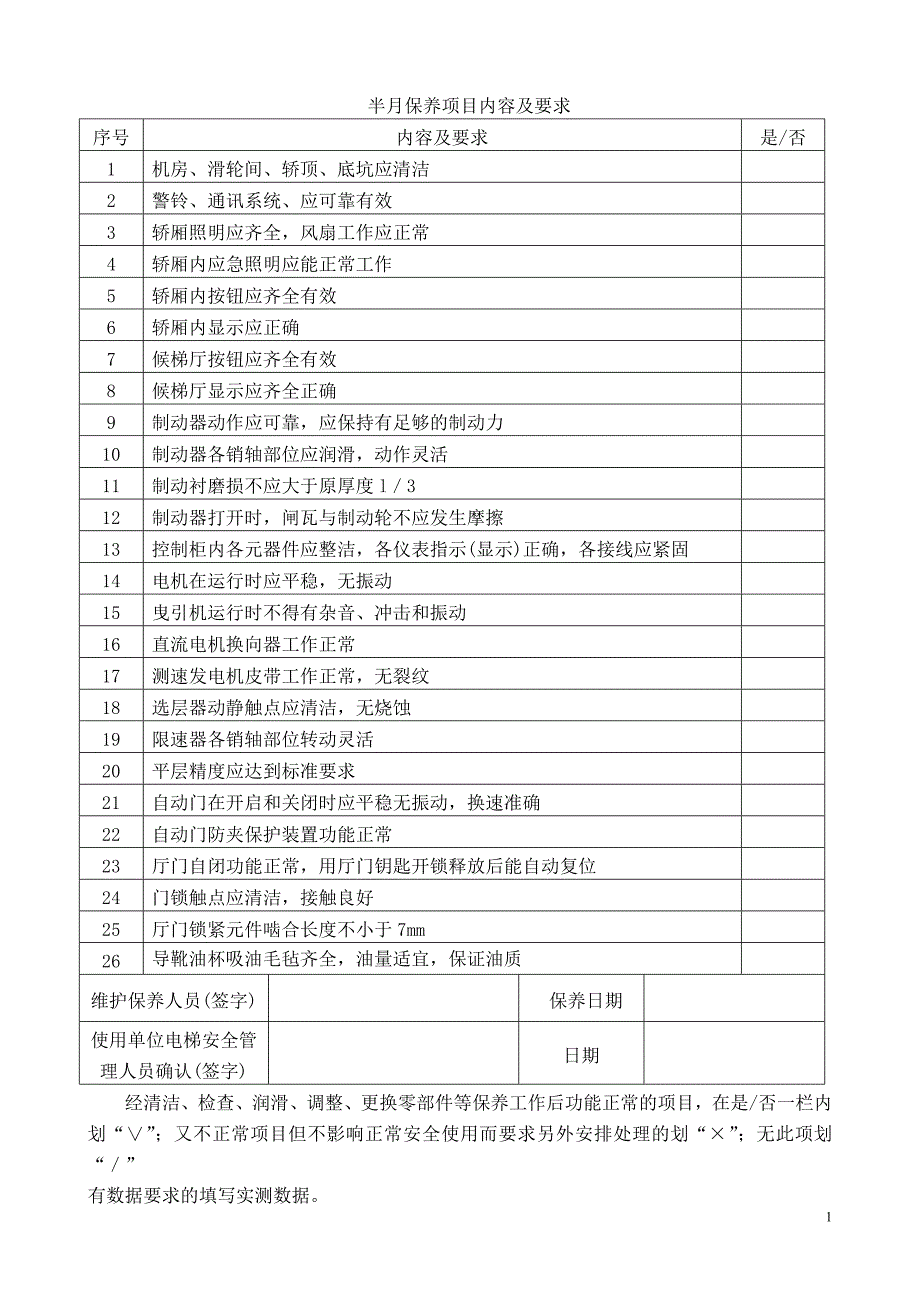 北京市电梯日常维护保养记录_第2页