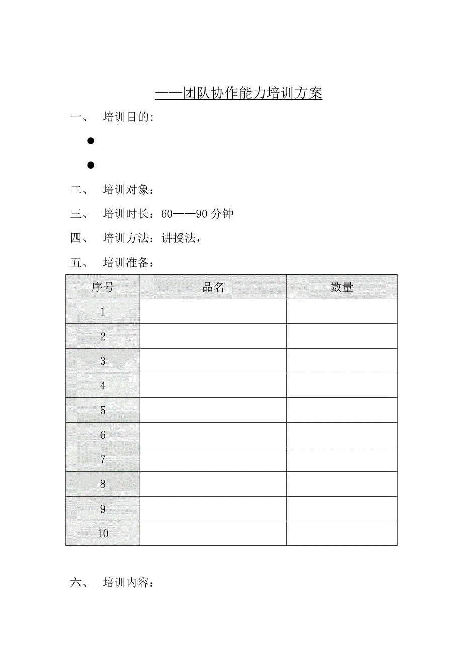 团队协作能力培训方案模版_第1页