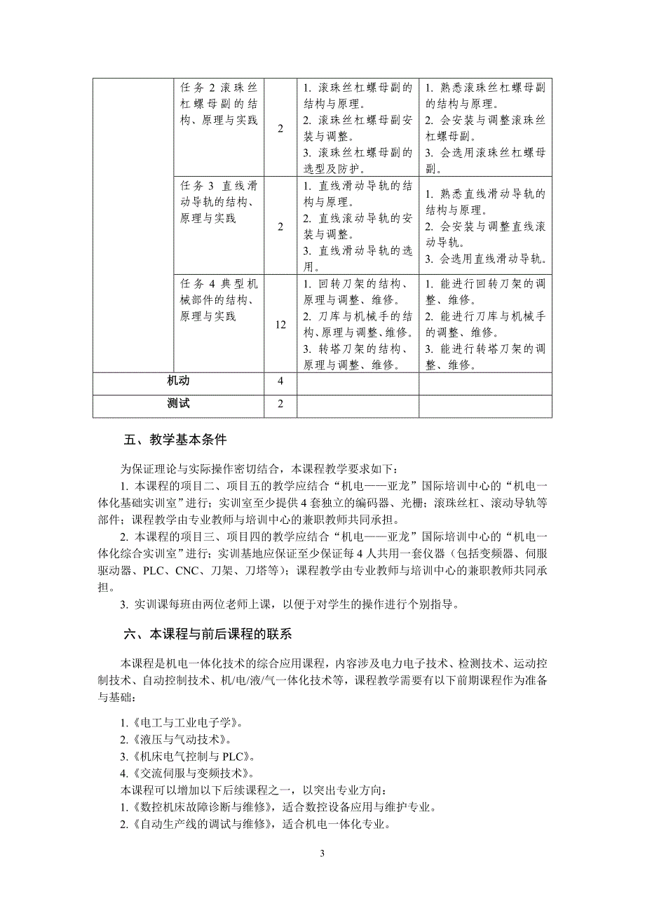 机电一体化控制系统课程标准80课时_第3页