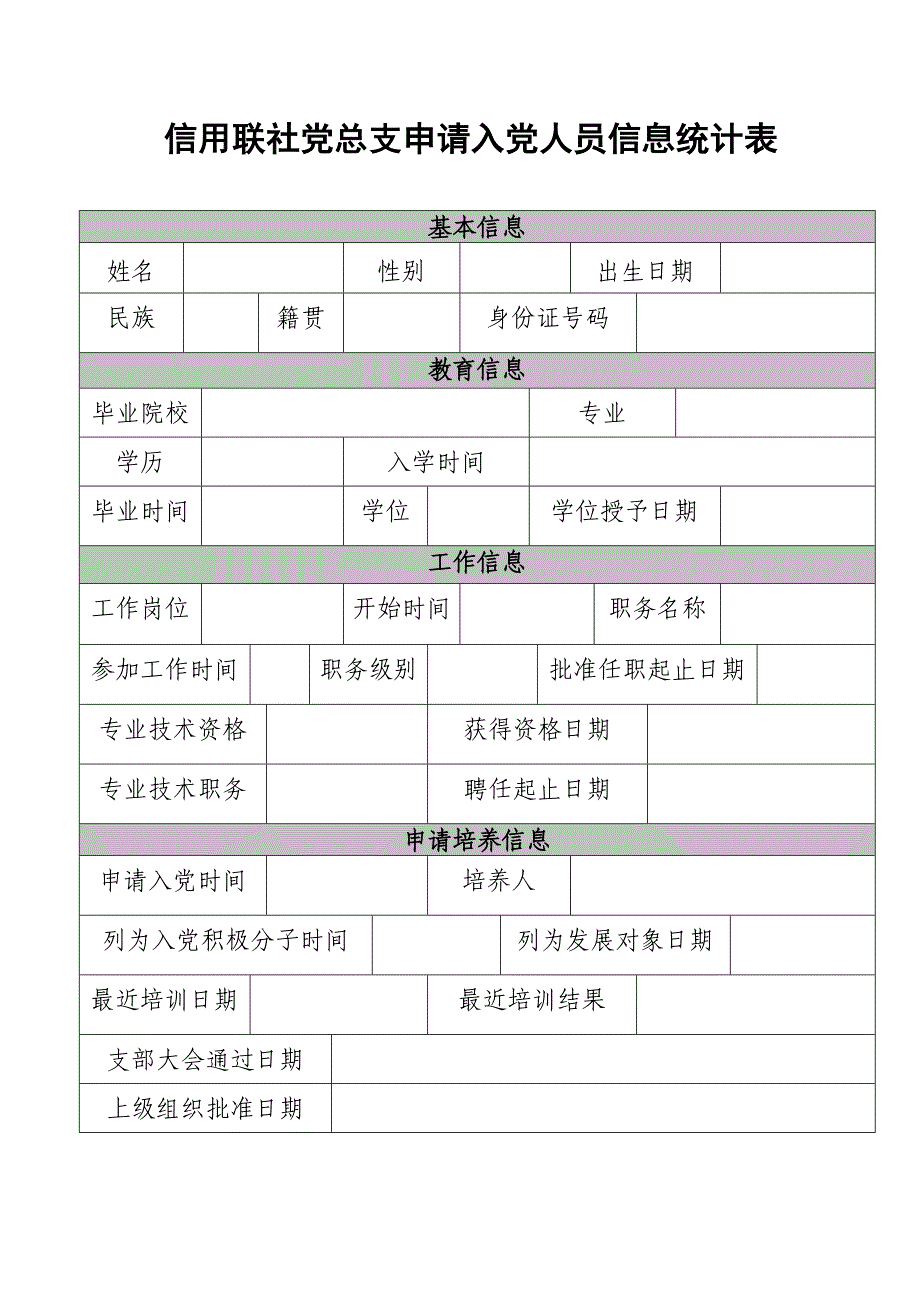 申请入党人员信息统计表_第1页