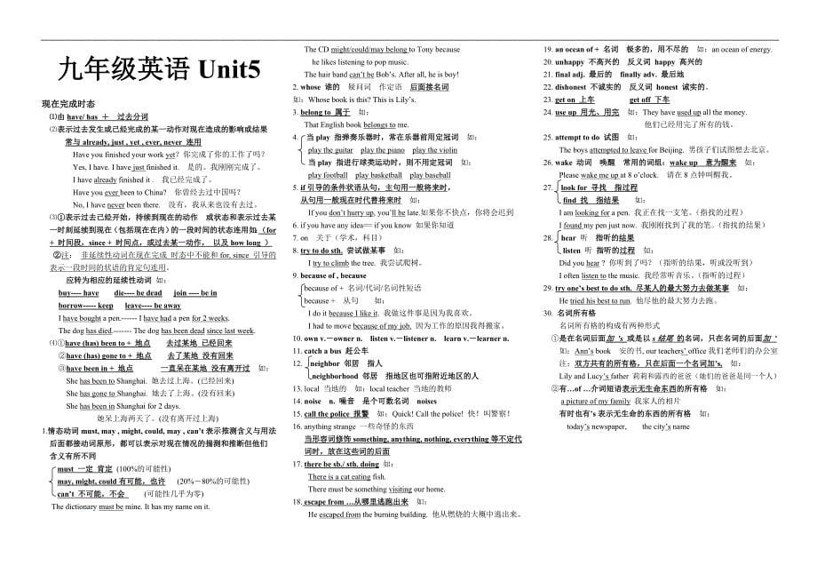 英语同步练习题考试题试卷教案新目标中考英语九年级全册知识点_第5页