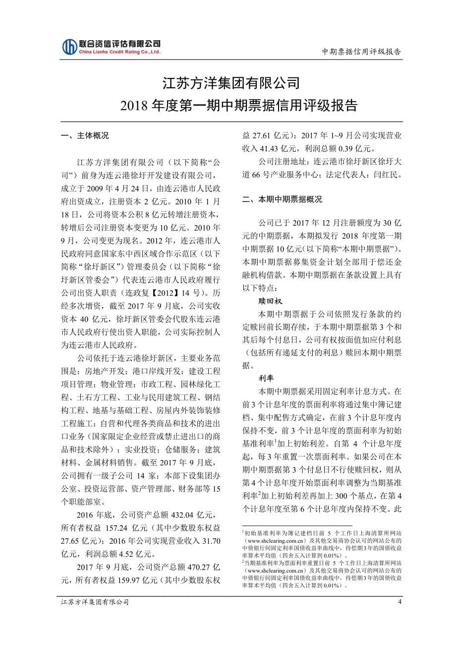 江苏方洋集团有限公司2018年度第一期中期票据信用评级报告及跟踪评级安排_第5页