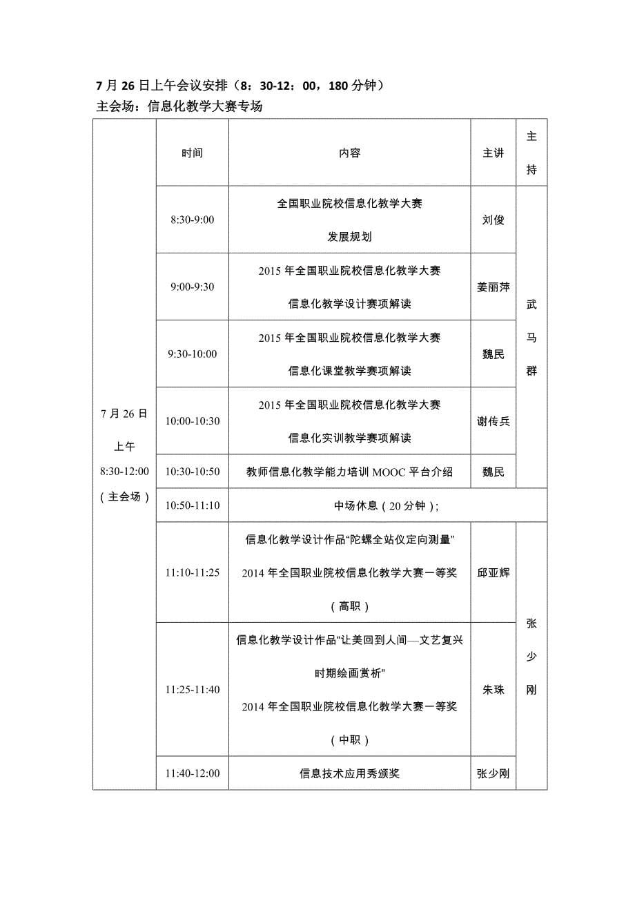 第三届(2015)全国职业院校信息化教学改革与创新研讨论会议程安排(7.21)_第5页