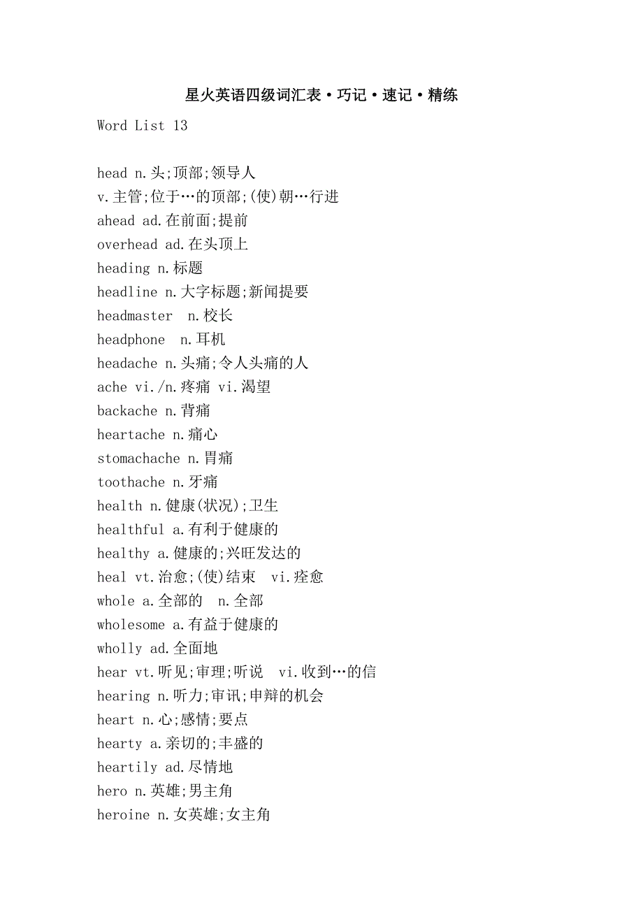 星火英语四级词汇表·巧记·速记·精练_第1页