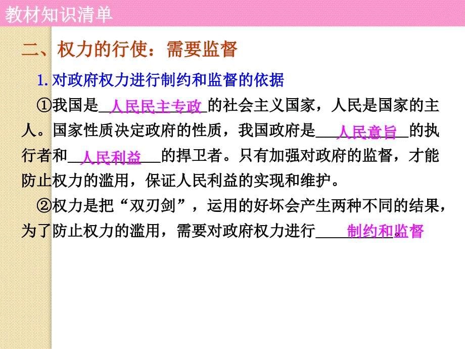 湖南益阳市一中2011届高考政治一轮复习(15)我国政府受人民监督课件_第5页