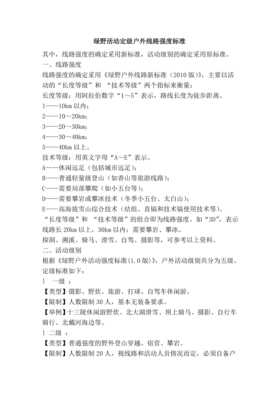 绿野活动定级户外线路强度标准_第1页