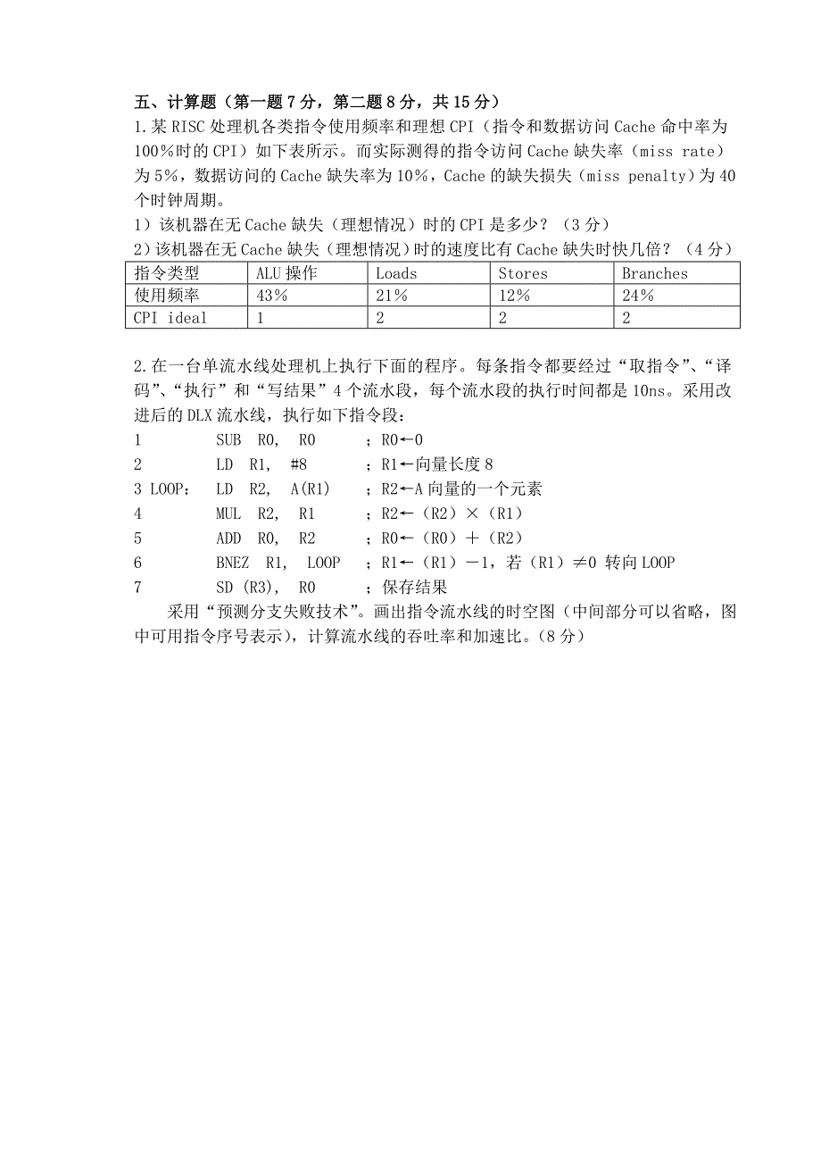 计算机体系结构试卷试题_第4页