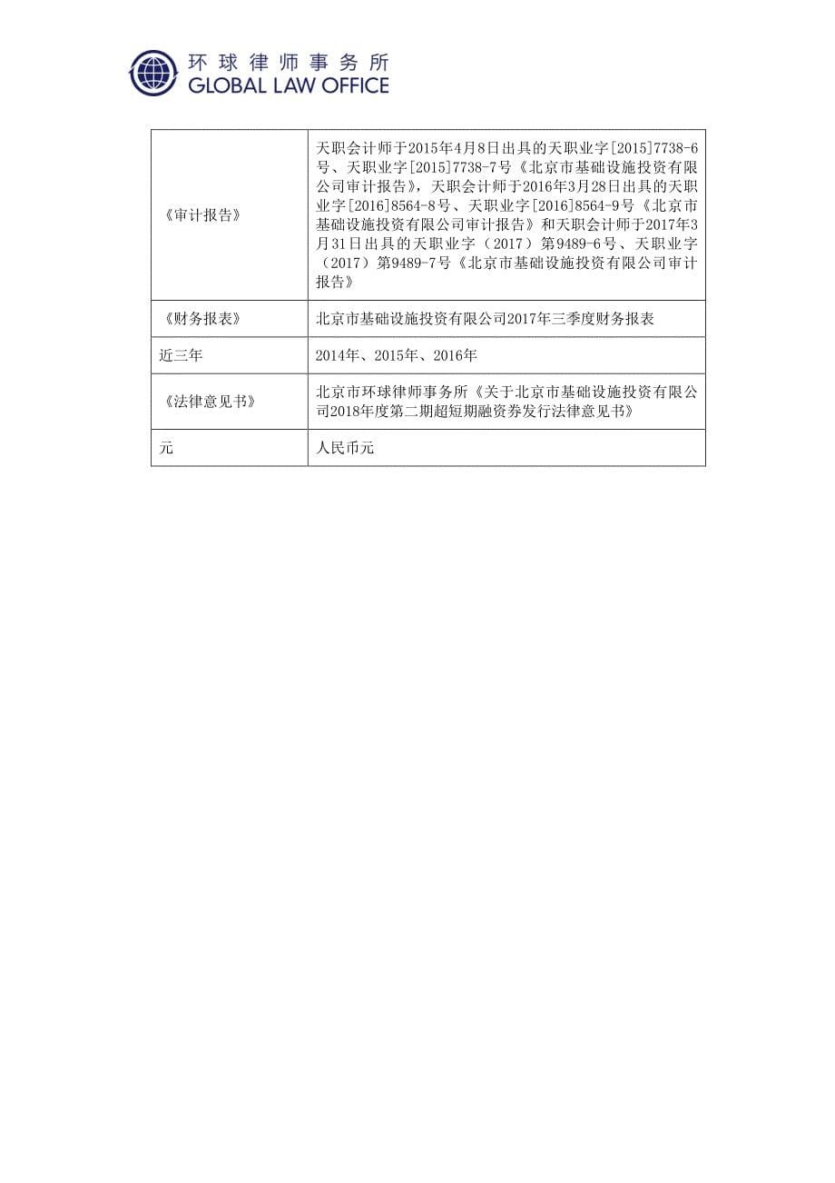 北京市基础设施投资有限公司2018年度第二期超短期融资券法律意见书_第5页