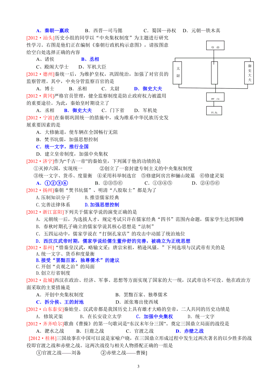 专题一 古代中国的政治制度1_第3页