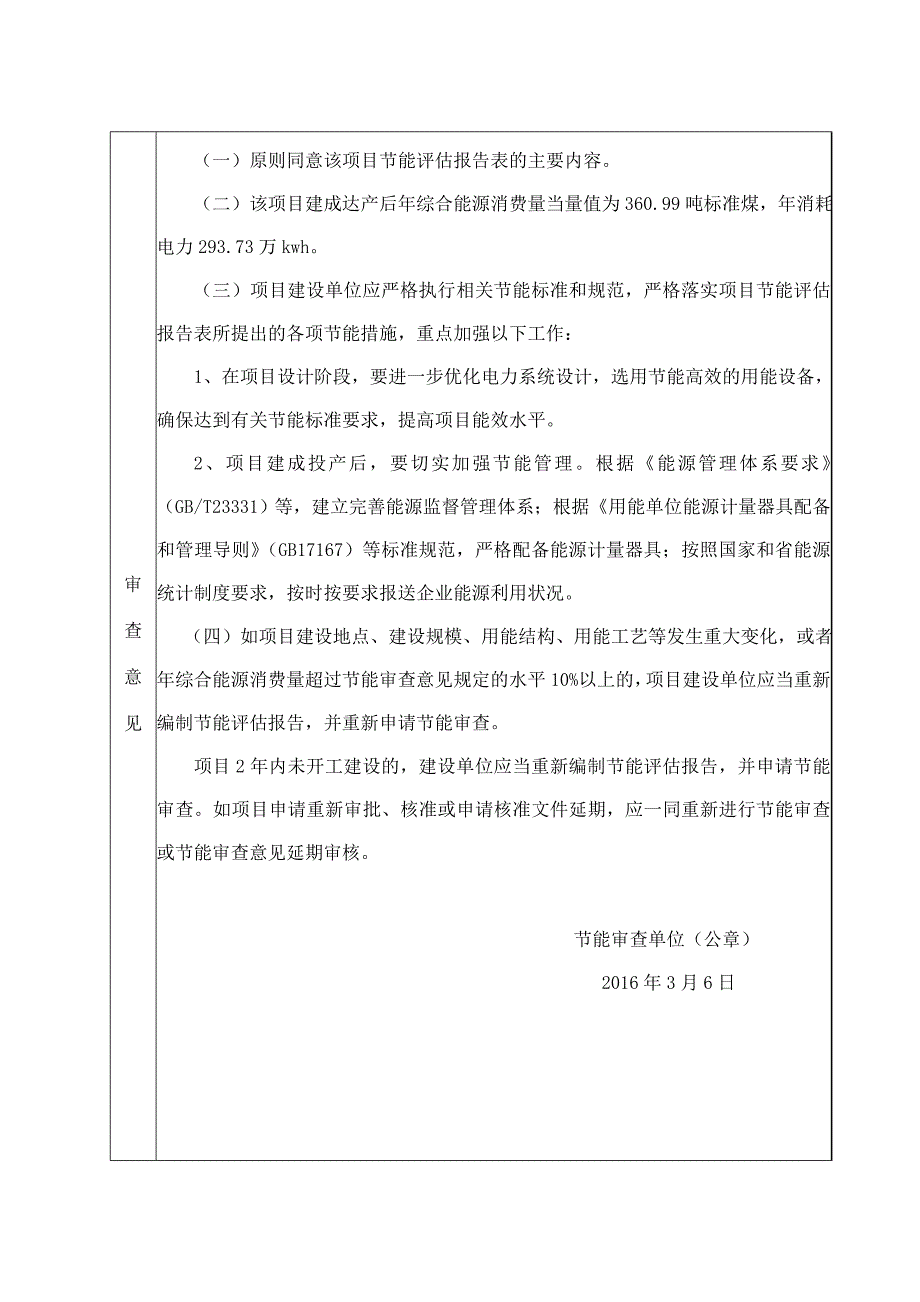 固始县固定资产投资项目节能审查意见表_第2页