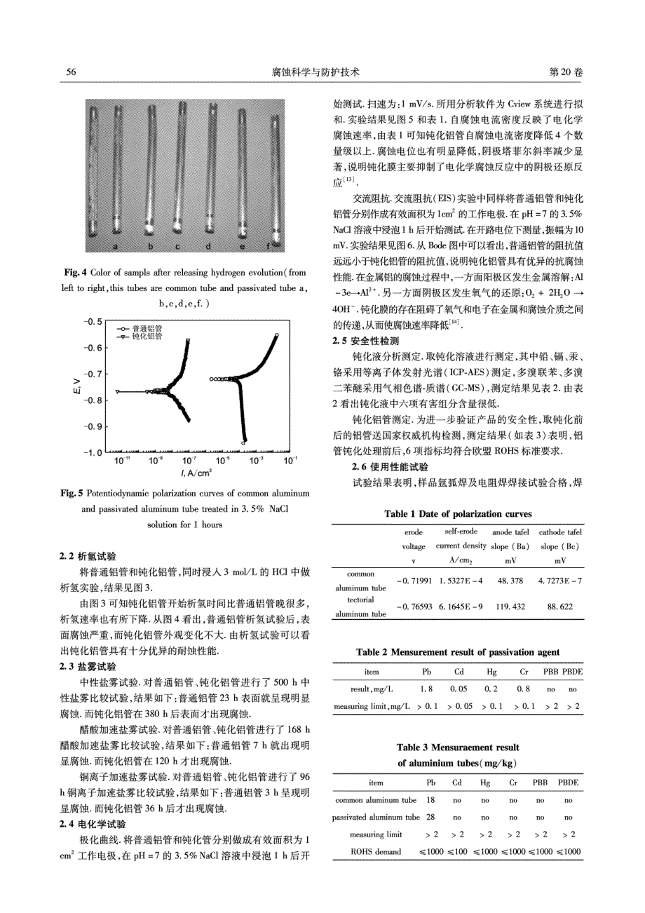 制冷设备中热交换用铝管在线钝化及其耐蚀性能_第3页