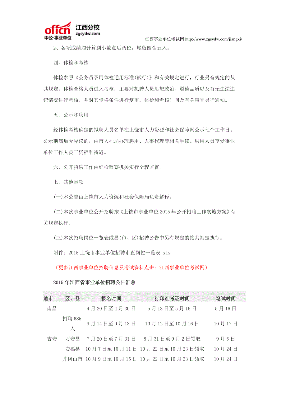 2016年江西上饶市事业单位考试招聘公告_第4页