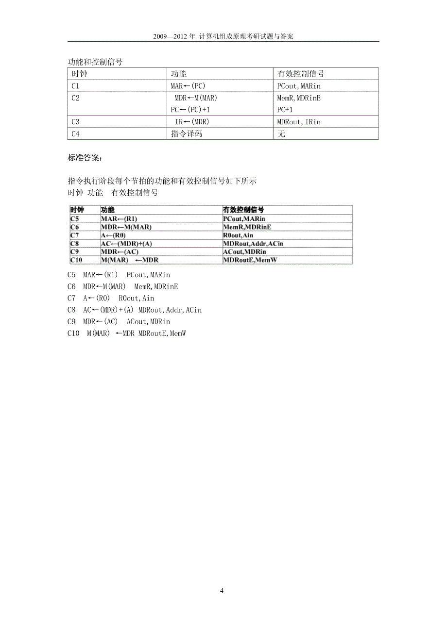 2009-2012计算机组成原理考研试题_第4页