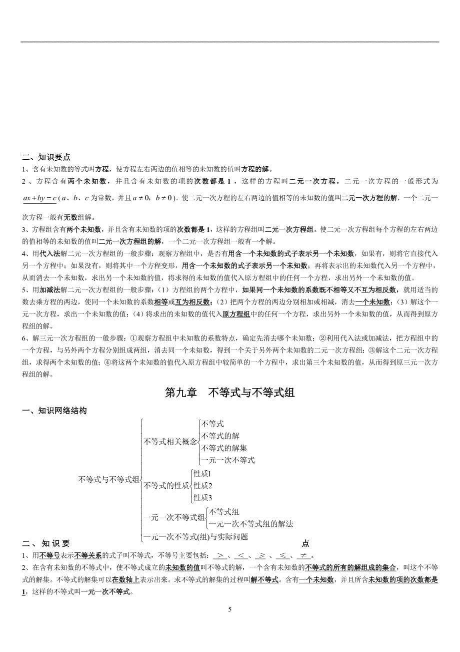 2013年七年级数学下册知识点总结【最新人教版】_第5页