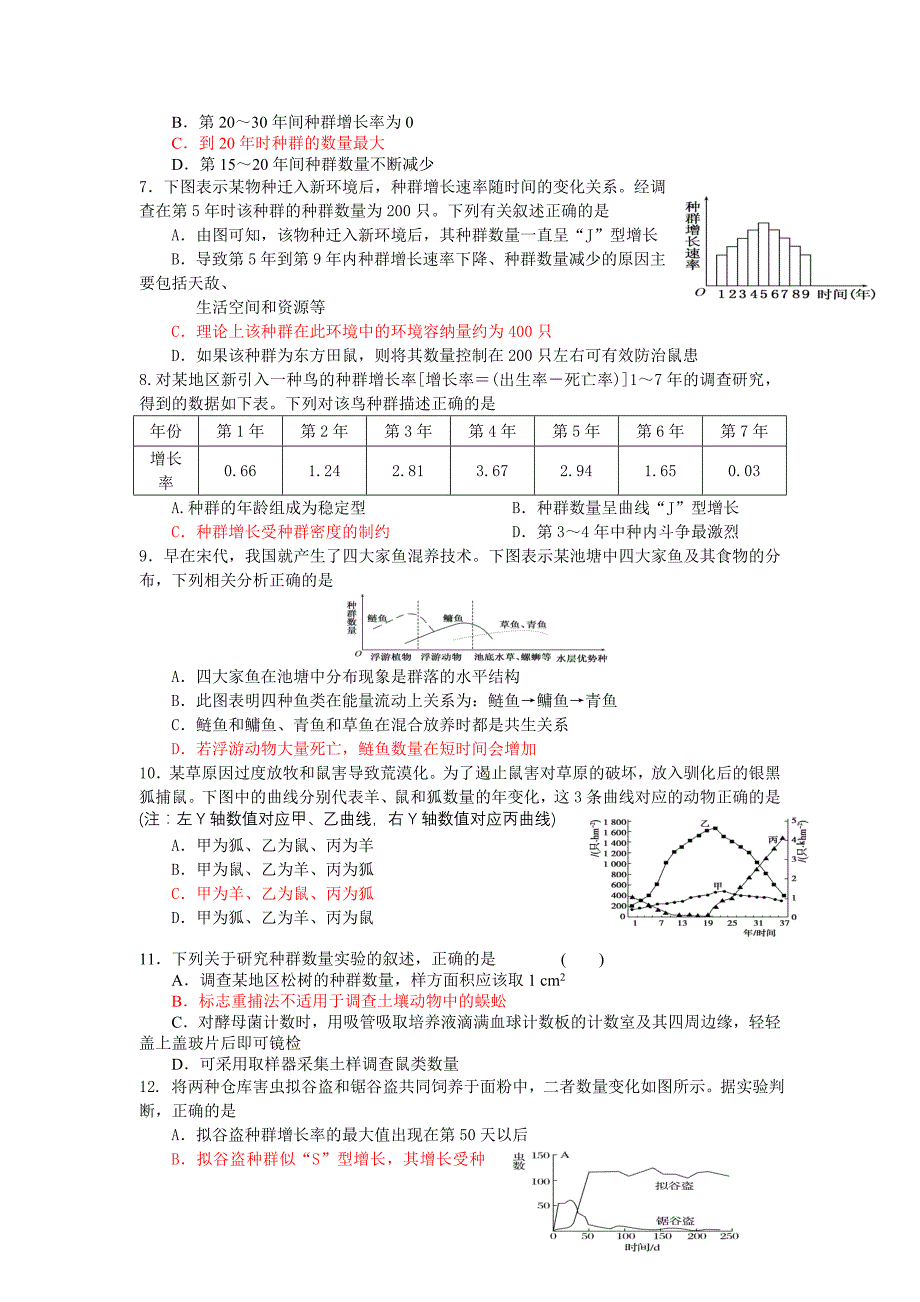 高中生物必修3第四单元测试_第2页