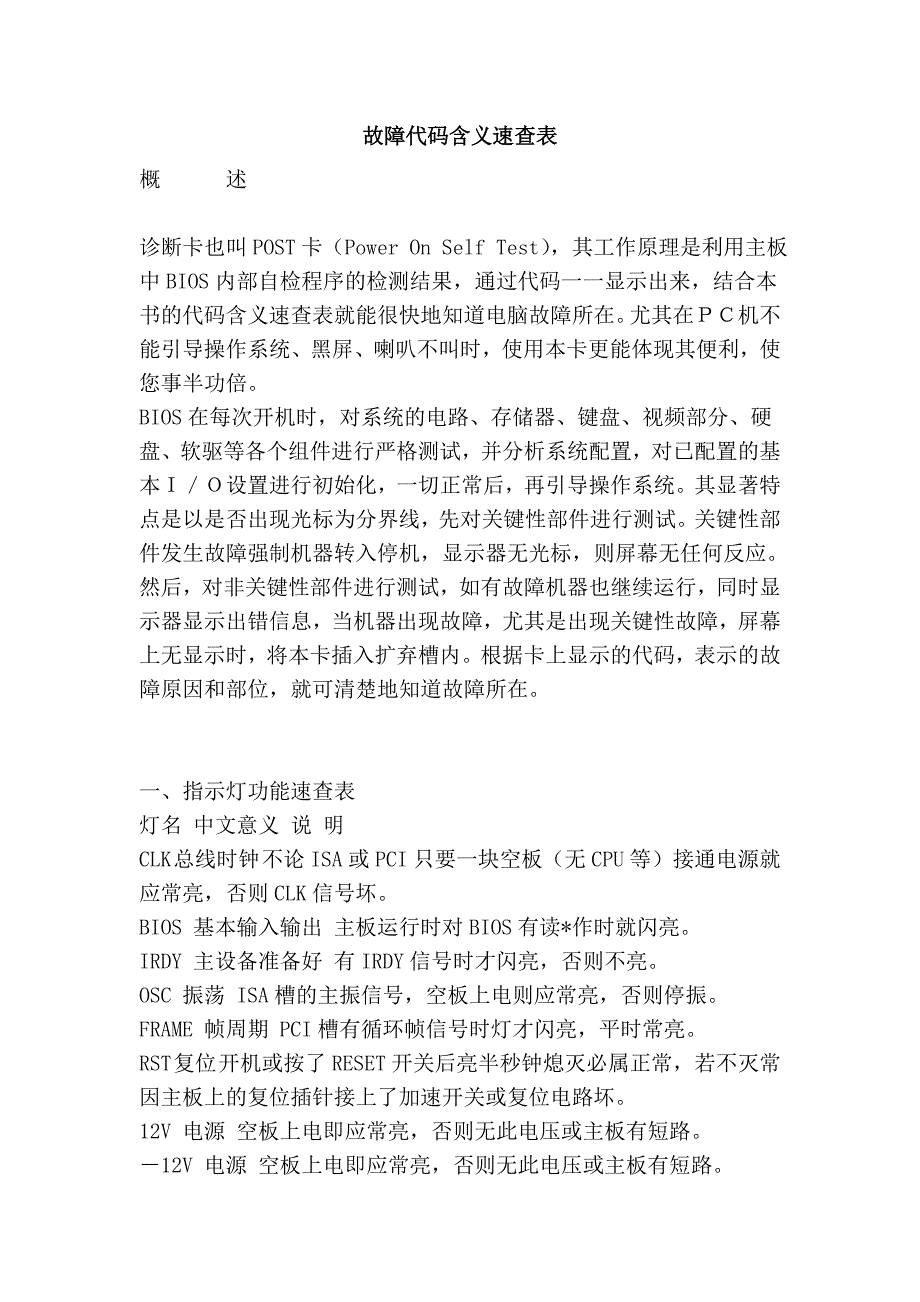 故障代码含义速查表_第1页
