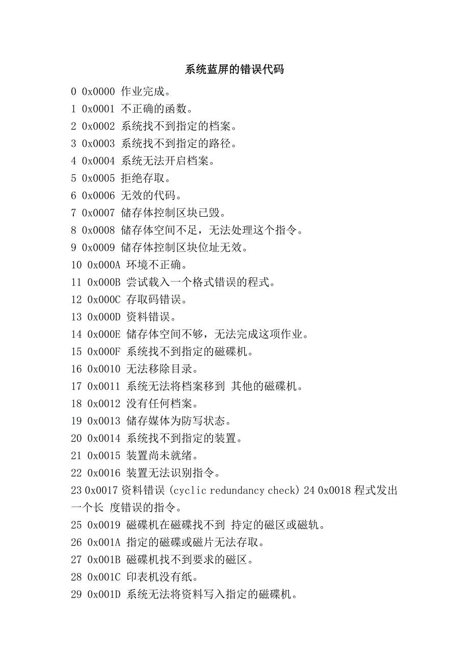 系统蓝屏的错误代码_第1页