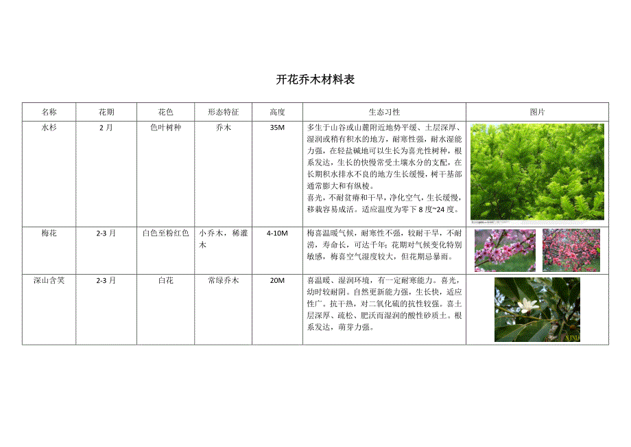 开花乔木材料表_第1页