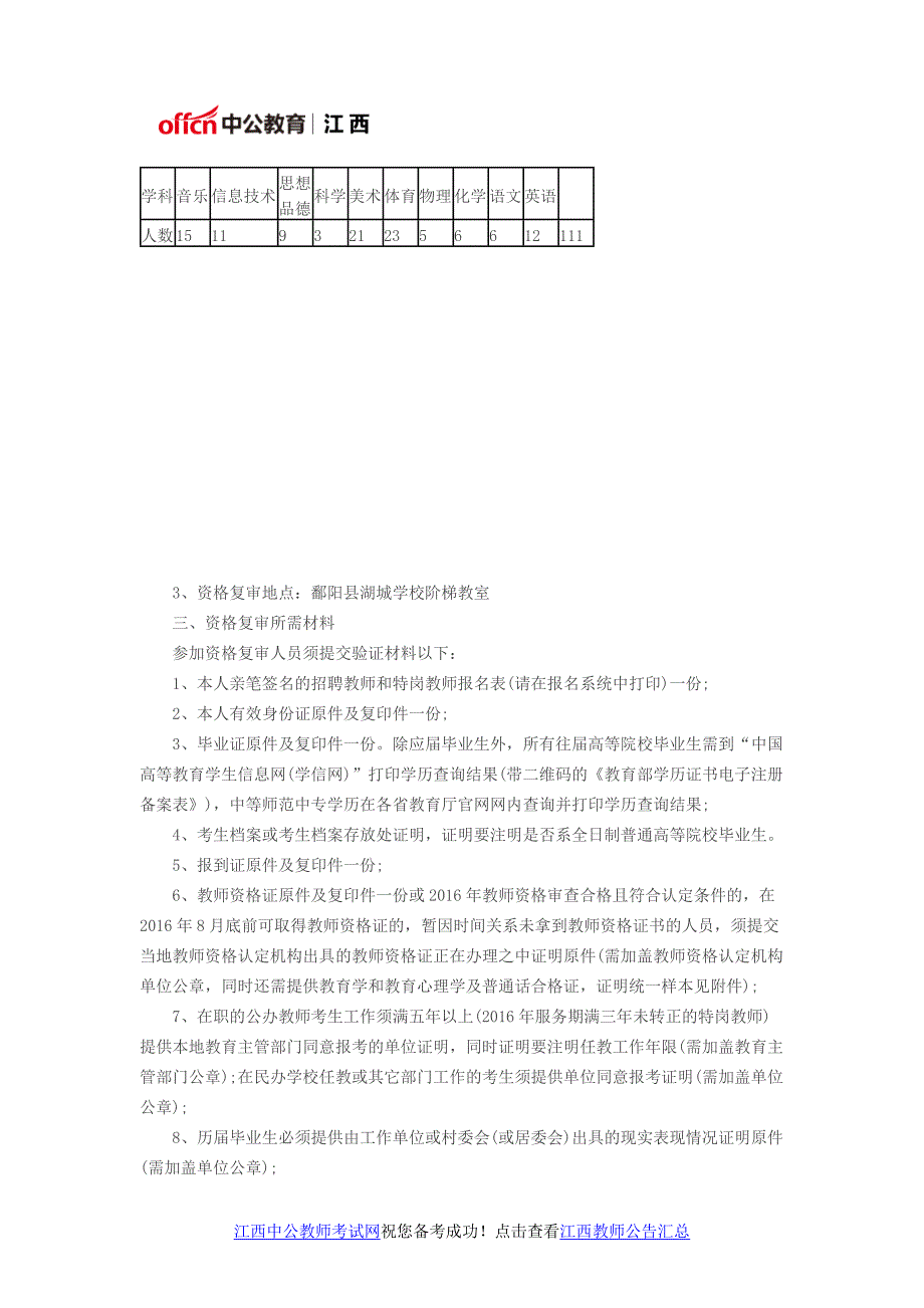 2016年江西鄱阳县招聘教师和特岗教师入围人员资格复审公告_第2页