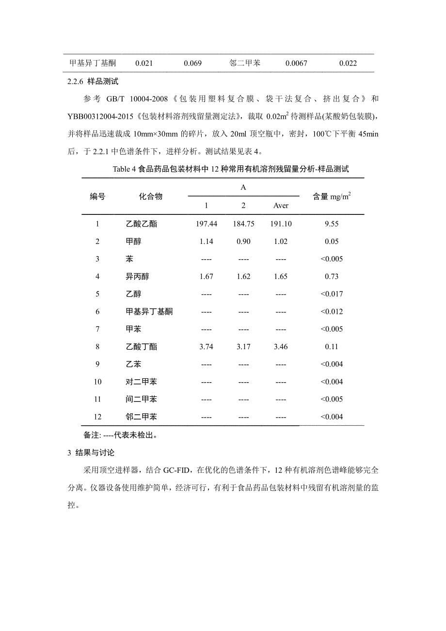 磐诺色谱应对食品药品用包装材料的有机溶剂残留量_第5页