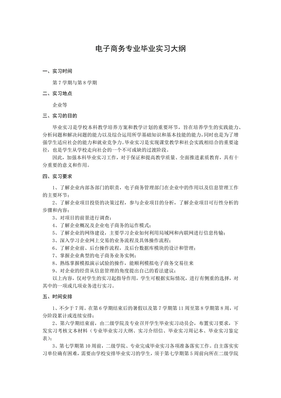 电子商务专业毕业实习大纲_第1页