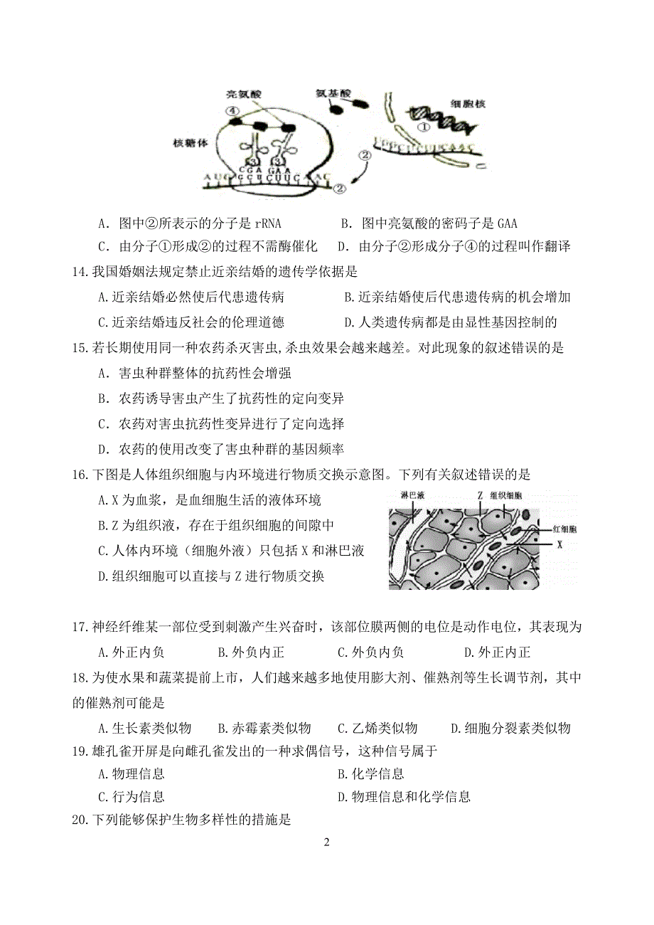 辽宁省普通高中学生学业水平考试生物模拟_第3页