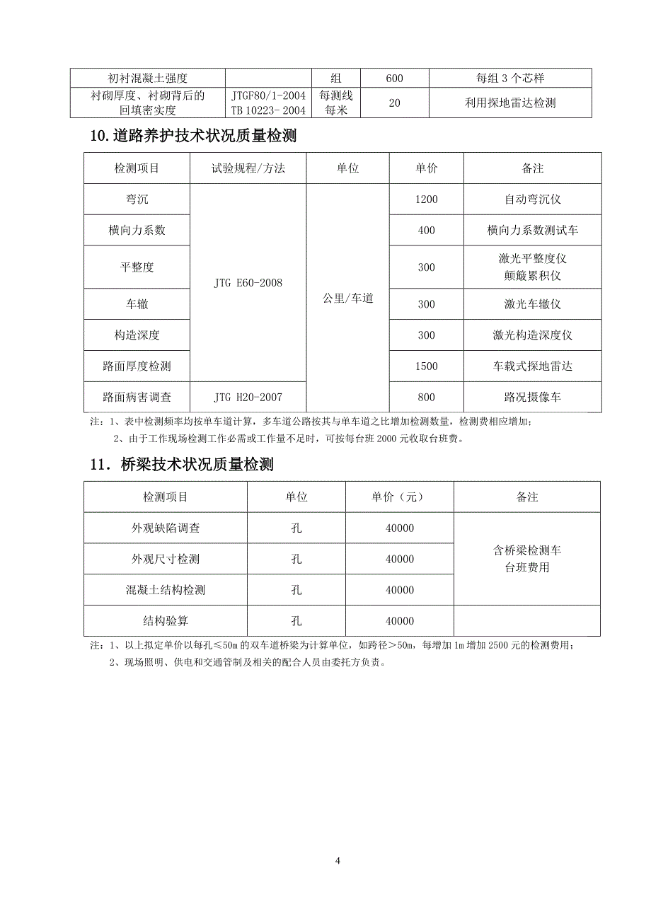 江西省交通工程质量监督站试验检测中心现场检测收费项目及标准_第4页