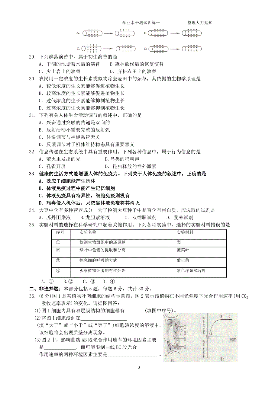 江苏省普通高中学业水平测试(必修科目)生物试卷_第3页