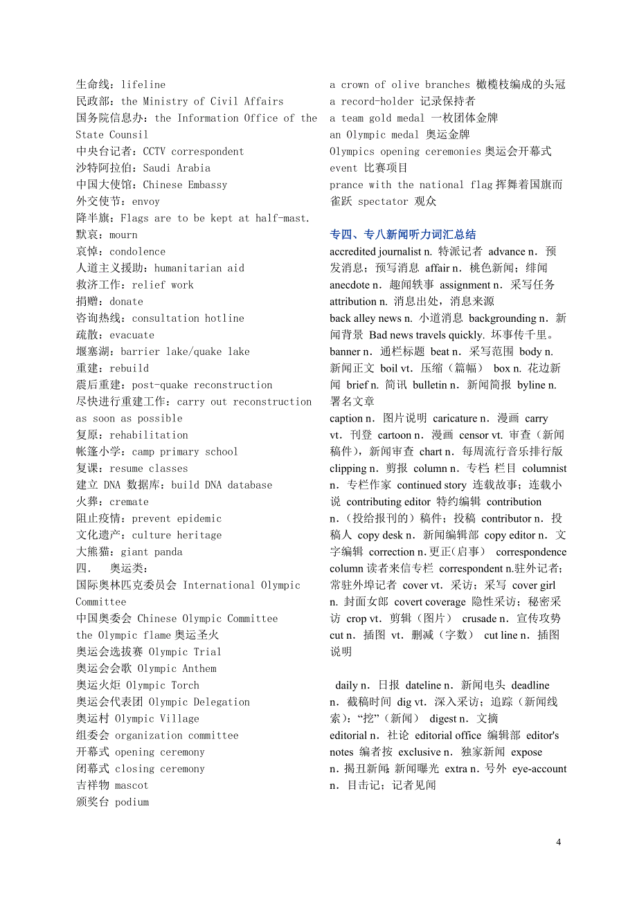 专四听力新闻高频词汇(超全)_第4页