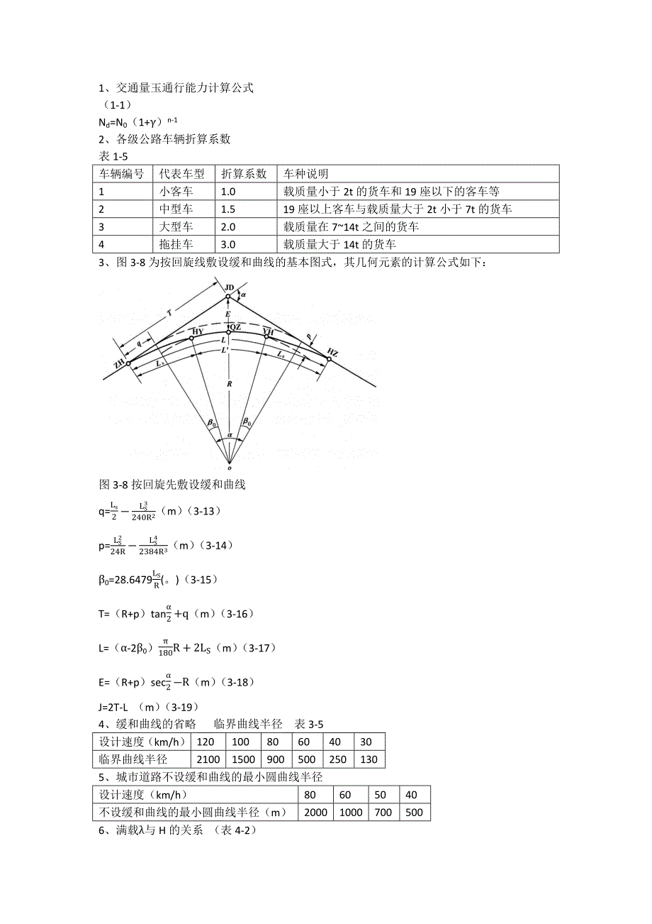 112道路勘测设计  公式_第1页