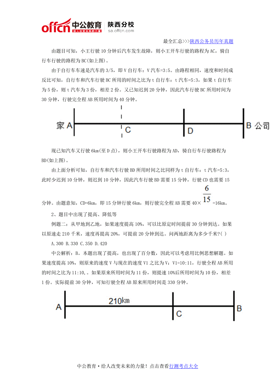 2016陕西公务员考试行测备考：比例思想在行程问题中的应用_第2页