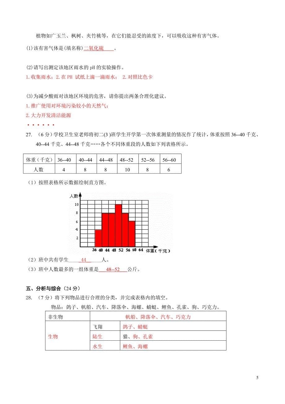 2012科学模拟(含答案)_第5页