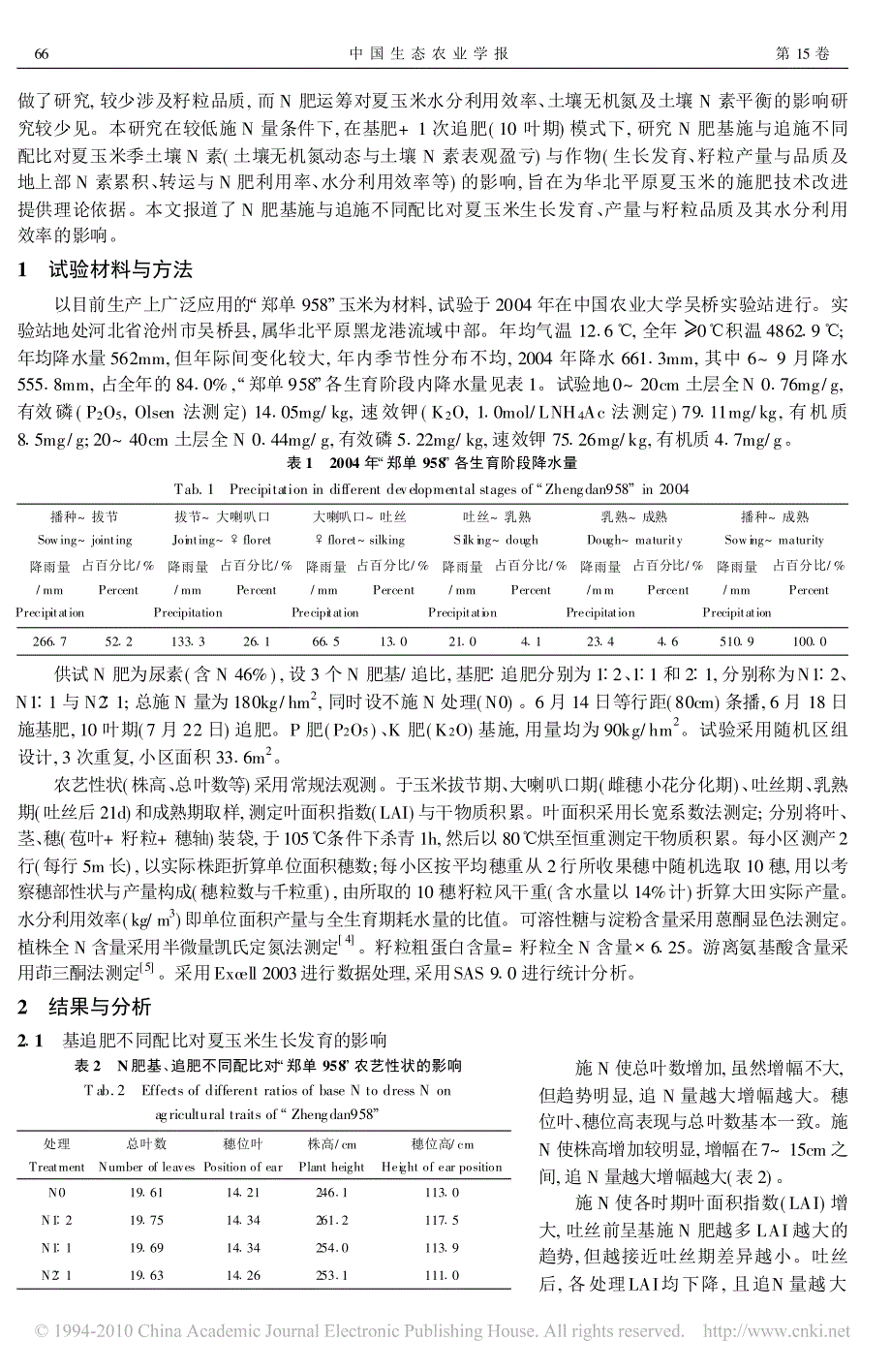 氮肥基_追比对华北平原夏玉米生长发育与水__省略_利用的影响__夏玉米生长发育与_第2页