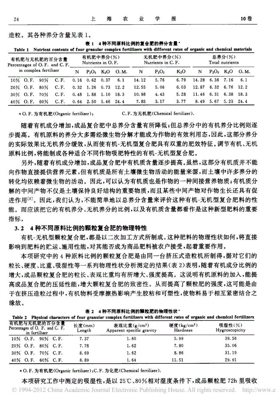 有机_无机型颗粒复合肥的生产工艺及挤压式造粒颗粒肥的某些理化特性_第3页