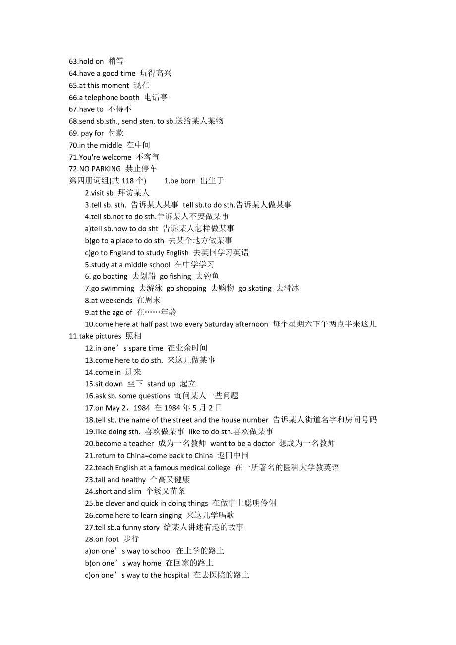 [中考英语] 初中六册英语重点词组与句型汇总二_第5页