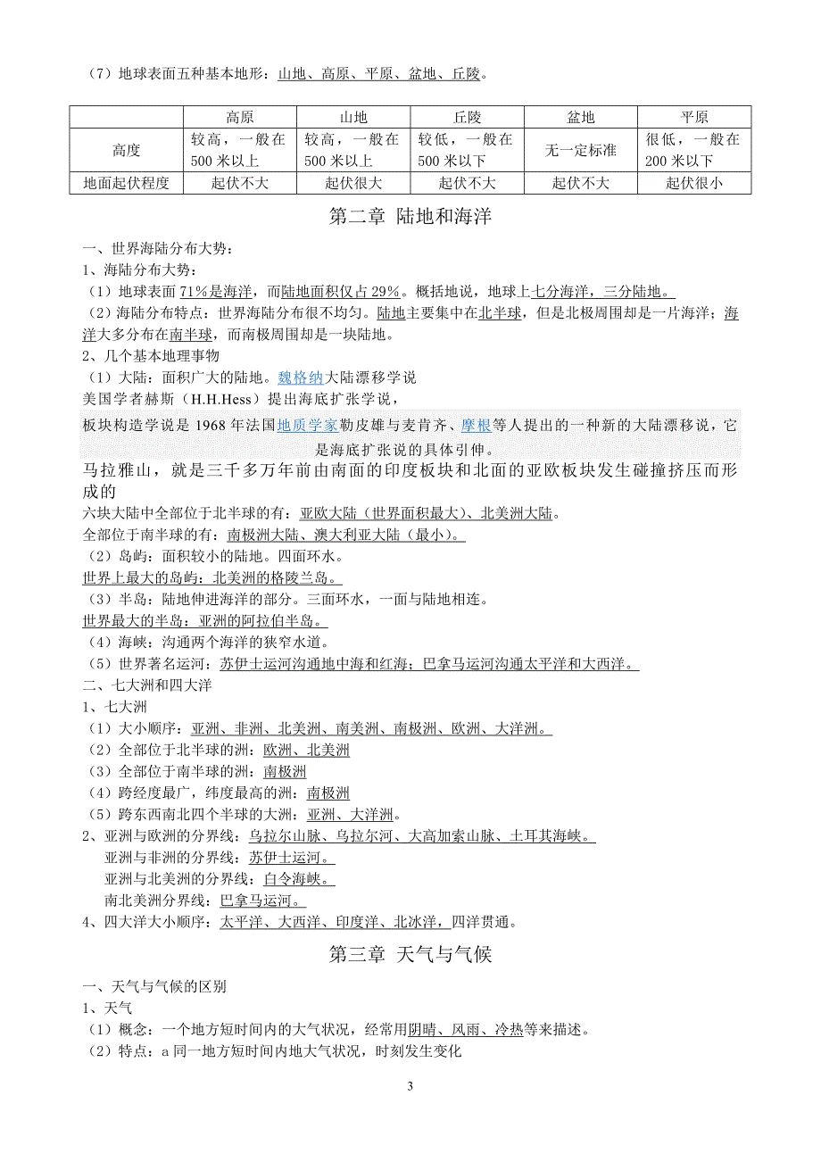 初中地理学业水平考试说明知识点复习提纲_第3页