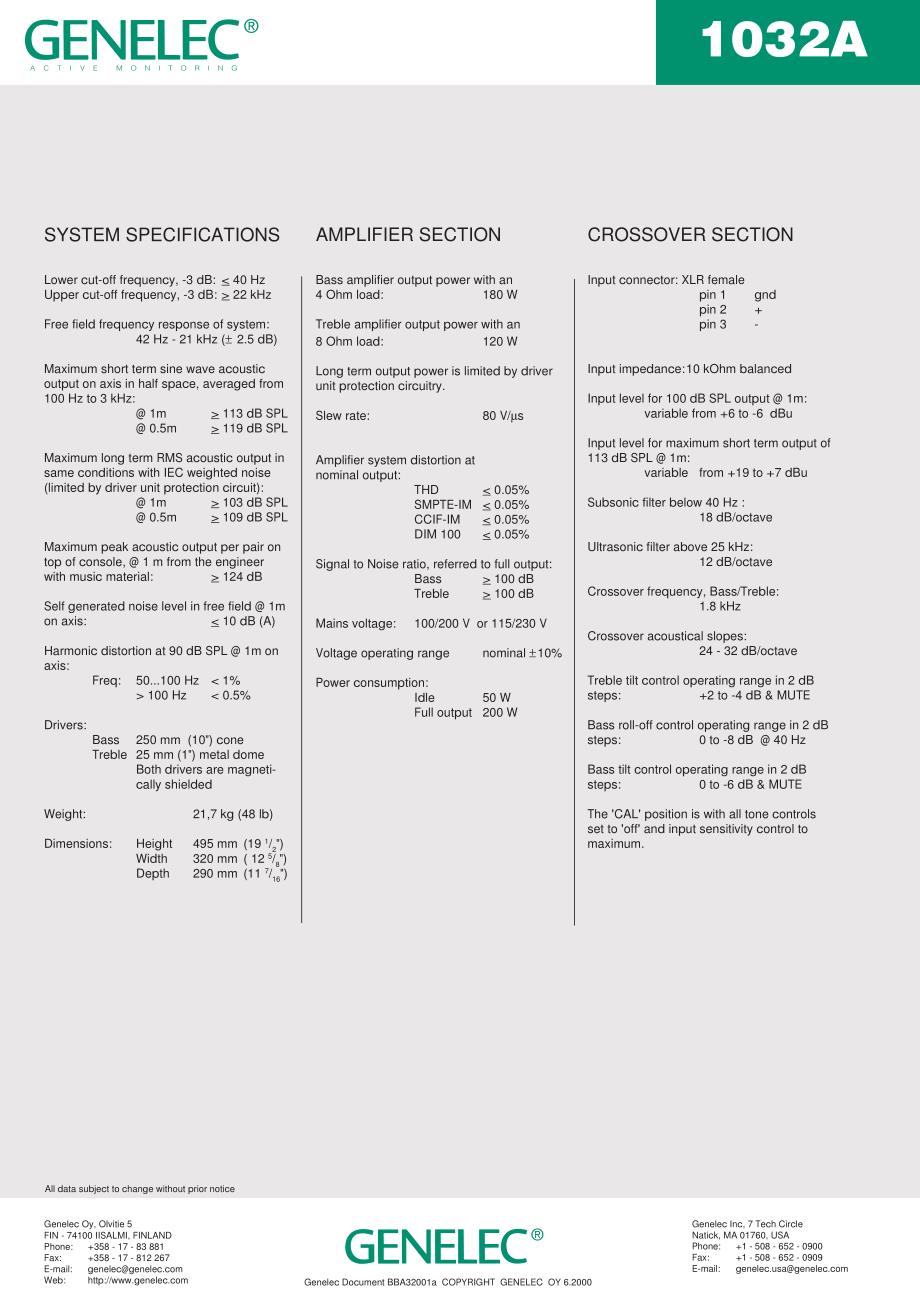 genelec 1032a 数据参数_第4页