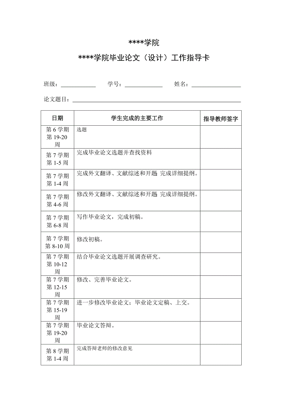 毕业论文工作指导卡_第1页