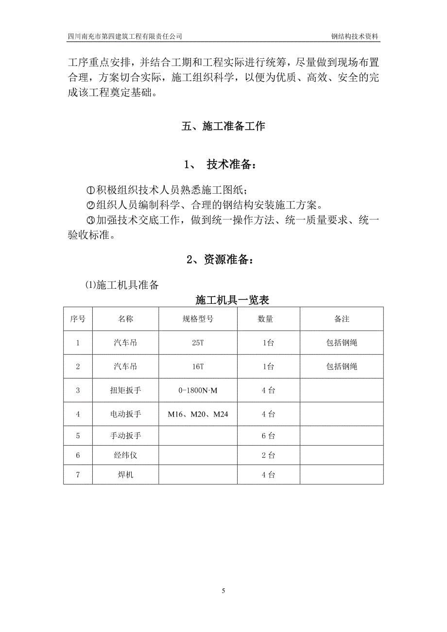 检维修中心钢结构及雨棚施工方案_第5页