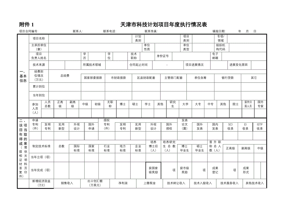 天津市科技计划项目年度执行情况表_第1页