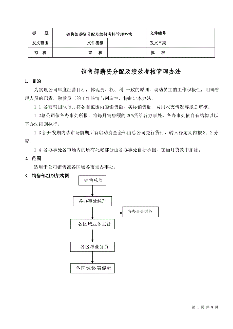 最新销售人员薪资及绩效考核管理办法2012_第1页