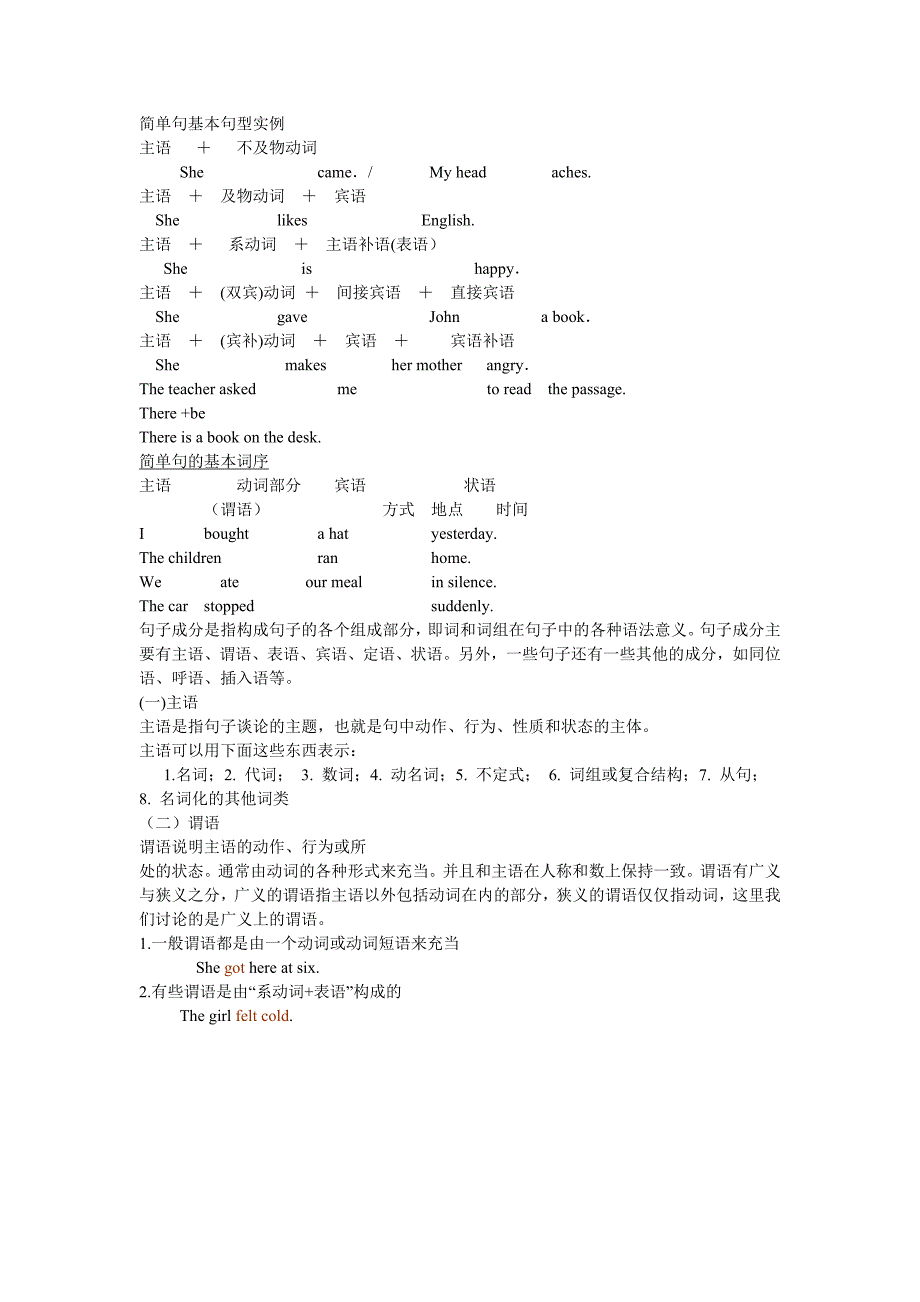 简单句基本句型实例_第1页