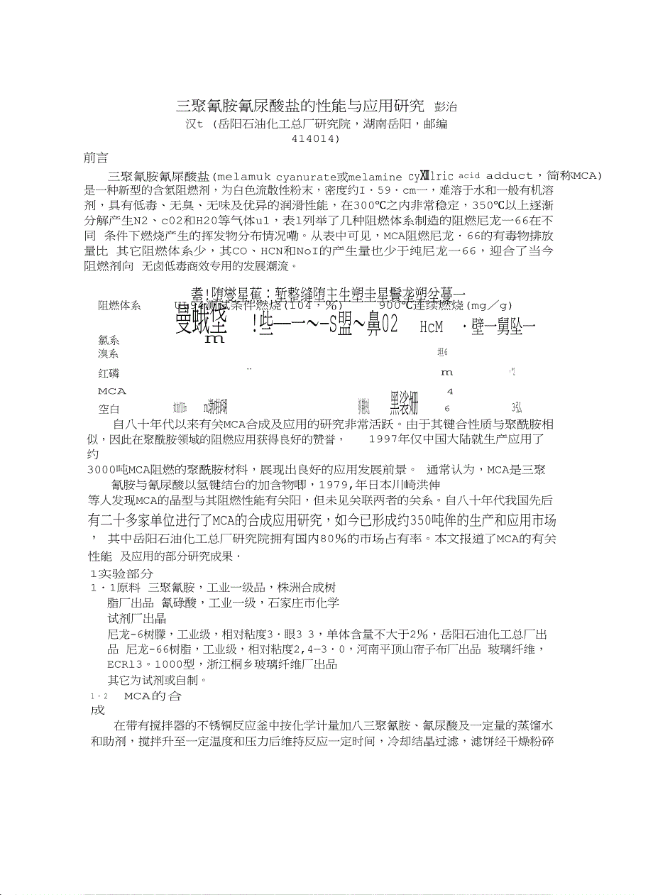 三聚氰胺尿酸盐的性能与应用研究_第1页