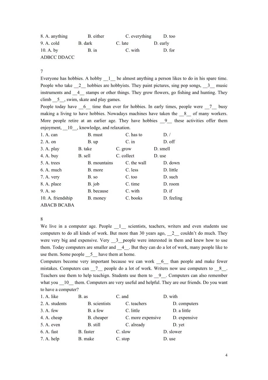 英语网考—完形填空_第4页