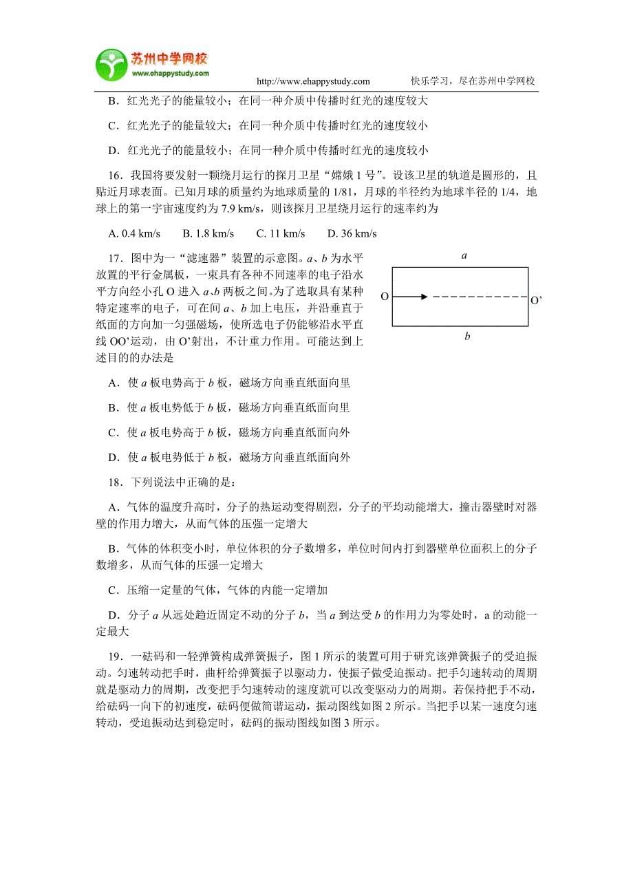 高考理综(全国卷)及答案_第5页