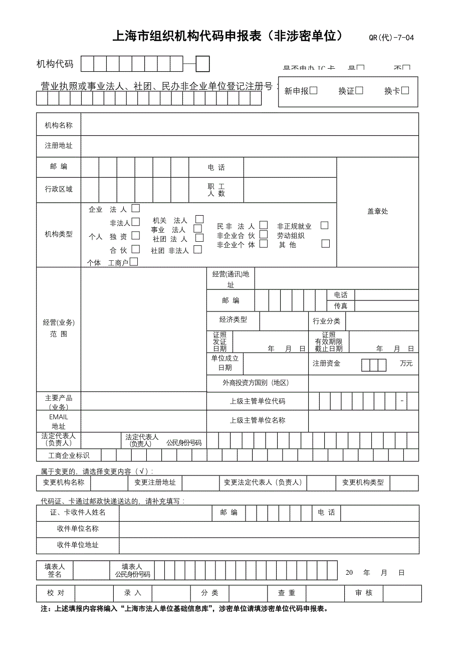 上海市组织机构代码申报表_第1页