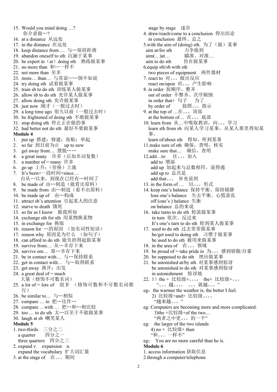 英语重点词组_第2页