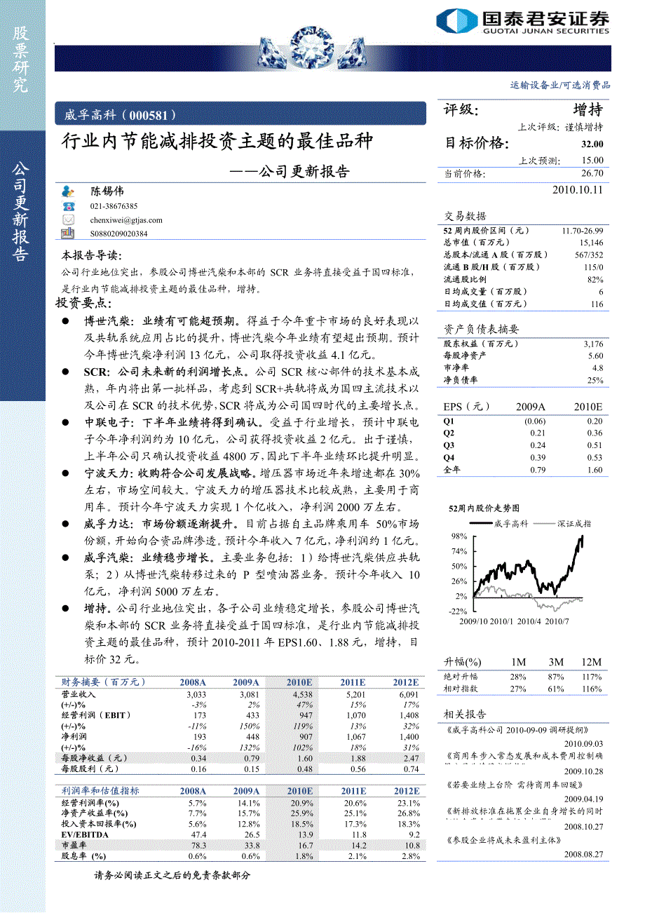 威孚高科-000581-行业内节能减排投资主题的最佳品种_第1页