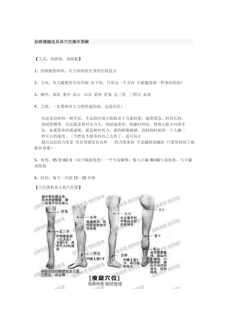 刮痧瘦腿法具体穴位操作图解_第1页