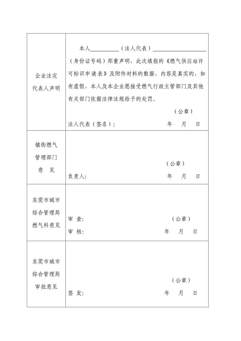 燃气供应设施许可标识申请表_第5页